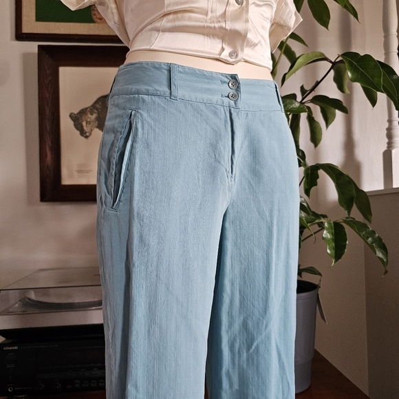 Tommy Bahama vintage silk blue chic soft tropical straight leg pants Size 4 - Picture 4 of 8